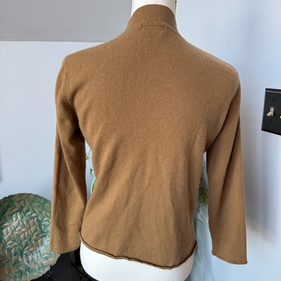Dué per Dué Silk‎ Cashmere Blend women’s 3/4 Sleeve Mock Neck Sweater Tan Medium - Picture 3 of 5